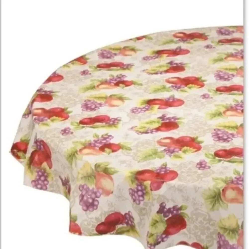 Harvest Fruit Vinyl Table Cover Apple Grapes Pears Wipes Clean 70